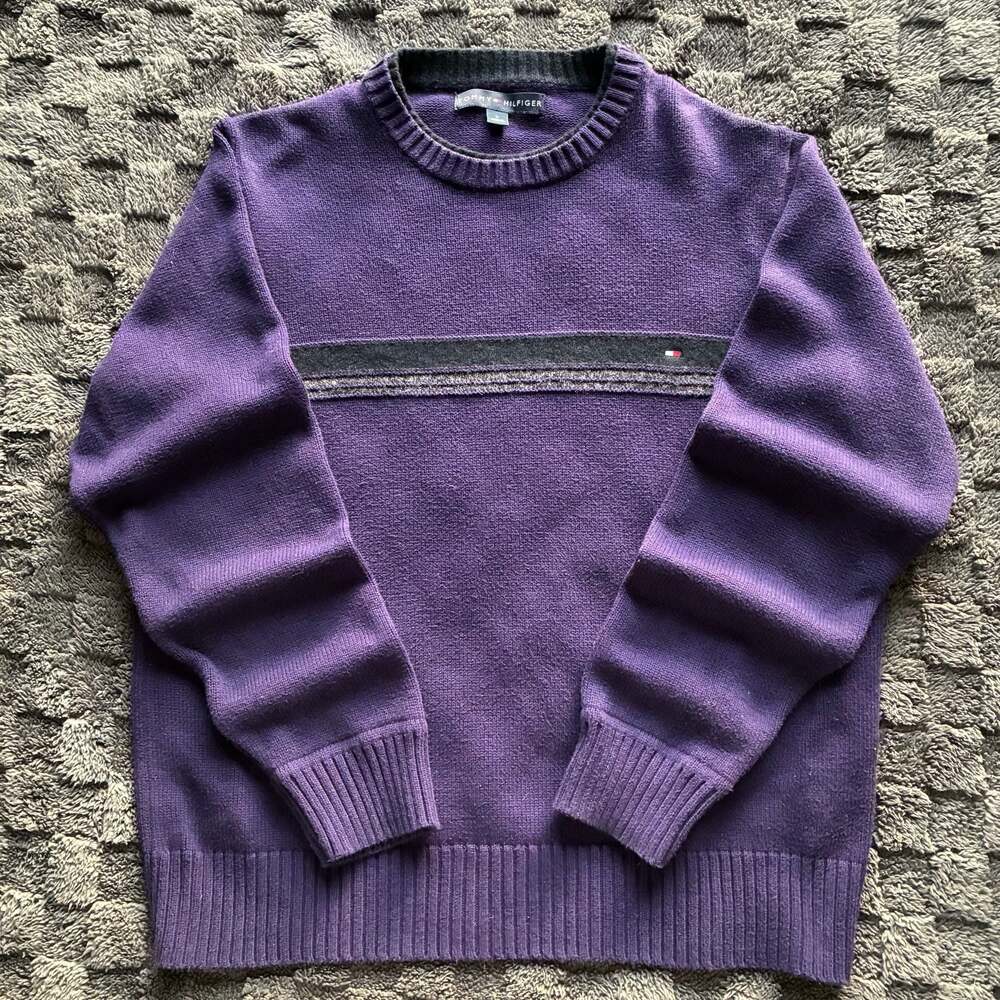 Tommy Hilfiger Purple Knit Sweater Crewneck Y2K Medium
